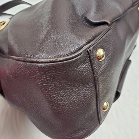 Michael Kors Fulton East West Chocolate Brown Pebbled Leather Tote - Picture 11 of 16